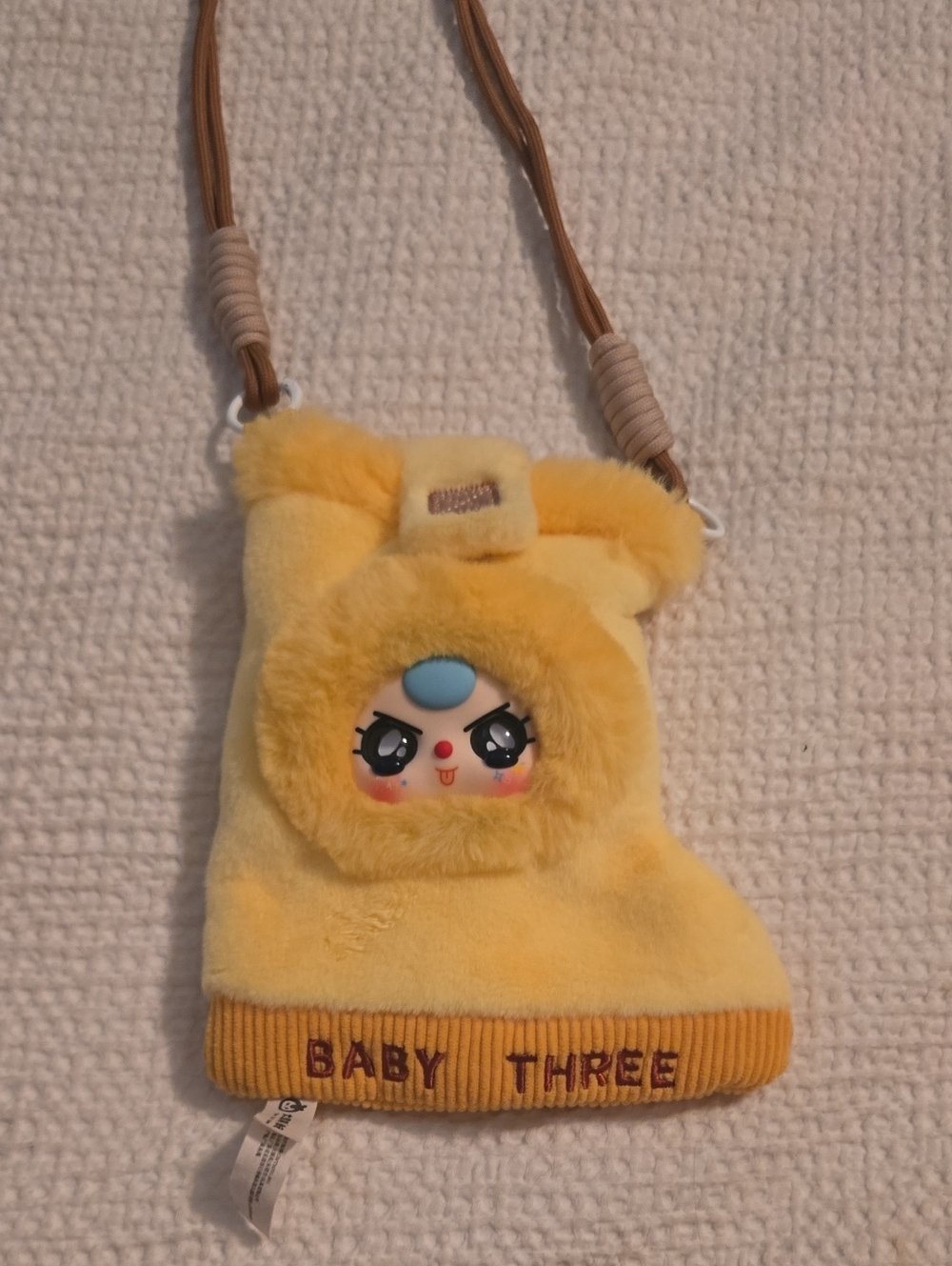 Yellow Plush 'Baby Three' Crossbody Pouch